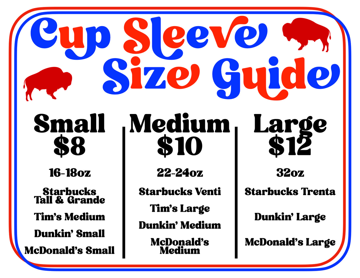 Classic Buffalo Football Cup Sleeve Buffalo Football Cup Sleeve | Neoprene Drink Sleeve in 3 Sizes