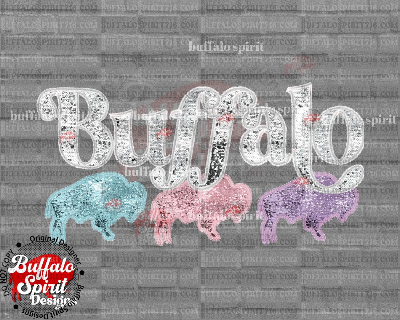 Spring Faux Sequin Buffalo Trio *Adult Shirt*