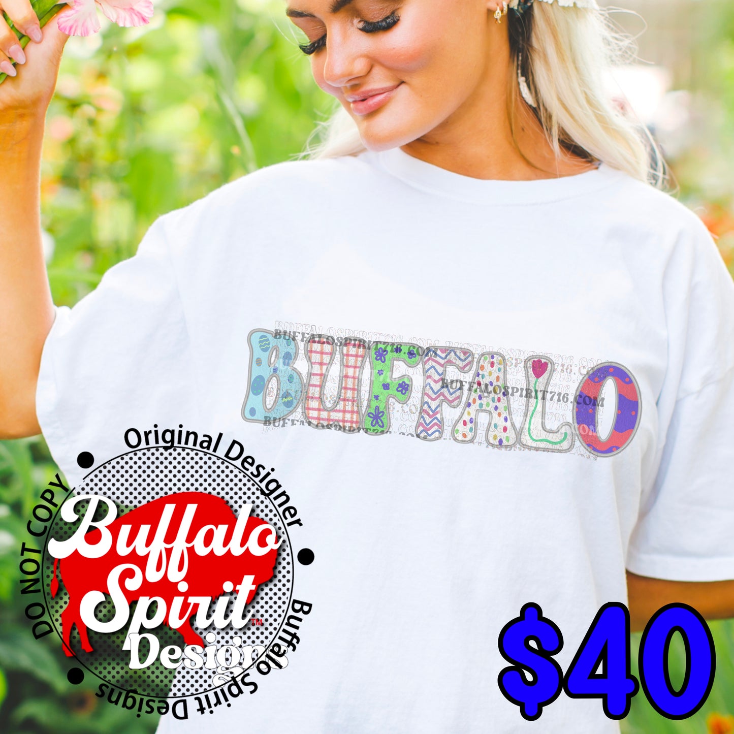 Buffalo Easter Faux Embroidery *Digital Product*