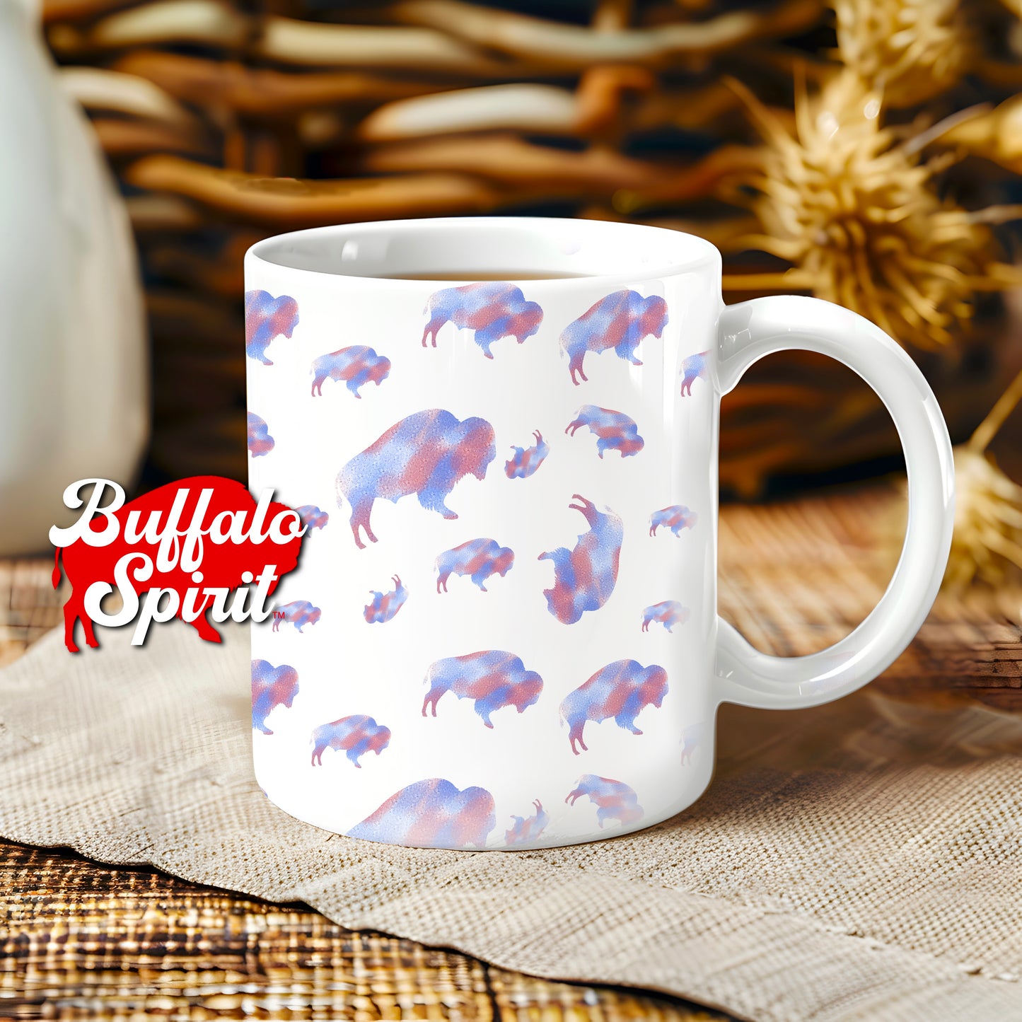 Watercolor Buffalo Seamless Pattern