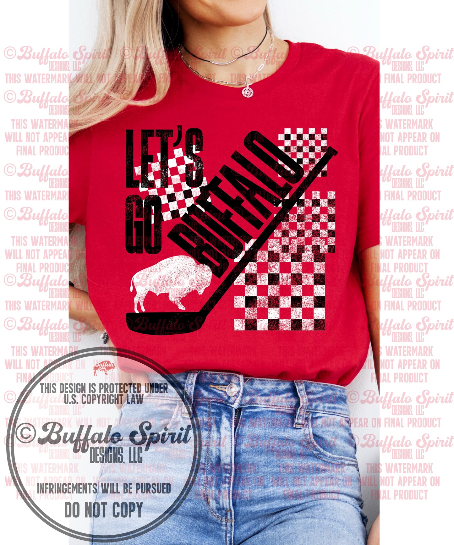 Let’s Go Buffalo Hip Check | Buffalo Hockey Shirt