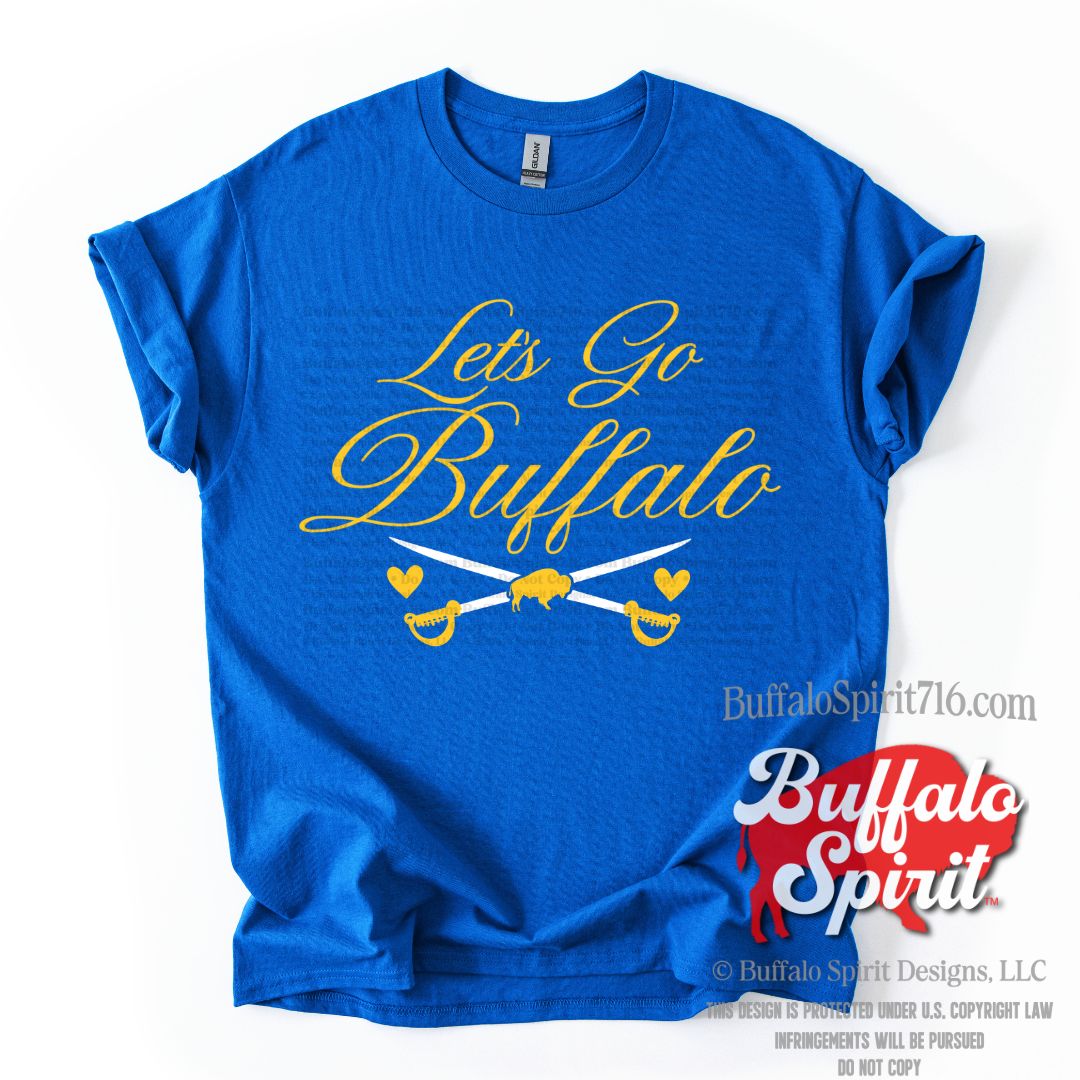 Let's Go Buffalo Heart Swords | Buffalo Hockey Kids Shirt