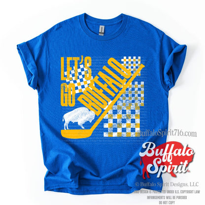 Let's Go Buffalo Hip Check | Buffalo Hockey Kids Shirt