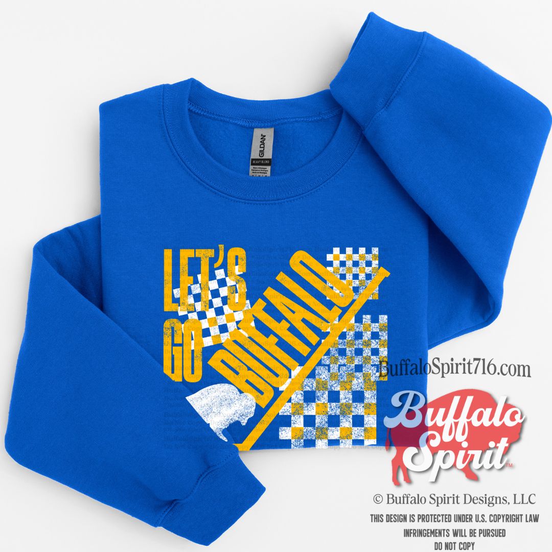 Let's Go Buffalo Hip Check | Buffalo Hockey Kids Shirt