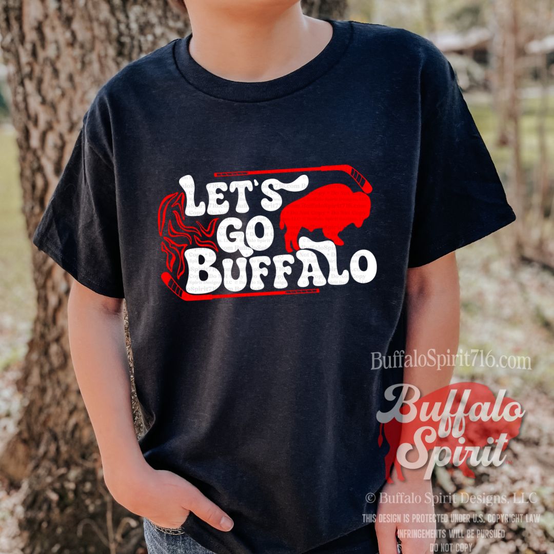 Let's Go Buffalo Sticks | Buffalo Hockey Kids Shirt