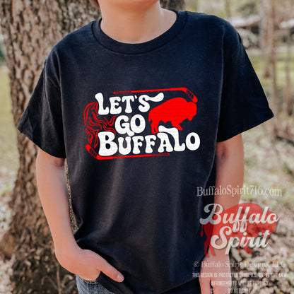 Let's Go Buffalo Sticks | Buffalo Hockey Kids Shirt