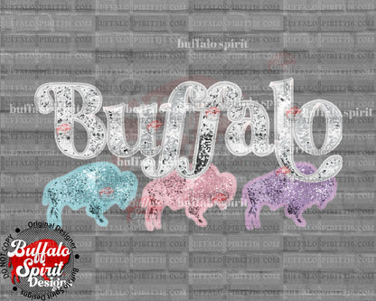 Spring Faux Sequin Buffalo Trio *Adult Shirt*