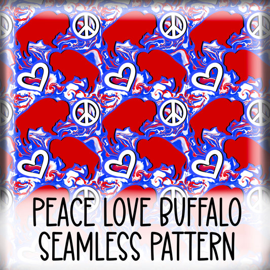 Peace Love & Buffalo Seamless Pattern