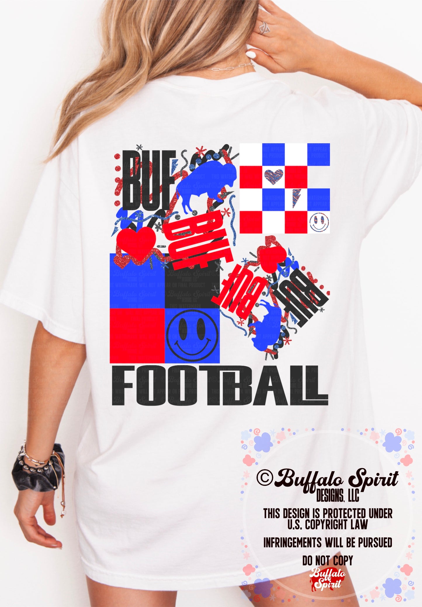 Buffalo Football Shirt – White Comfort Colors® Graphic Tee