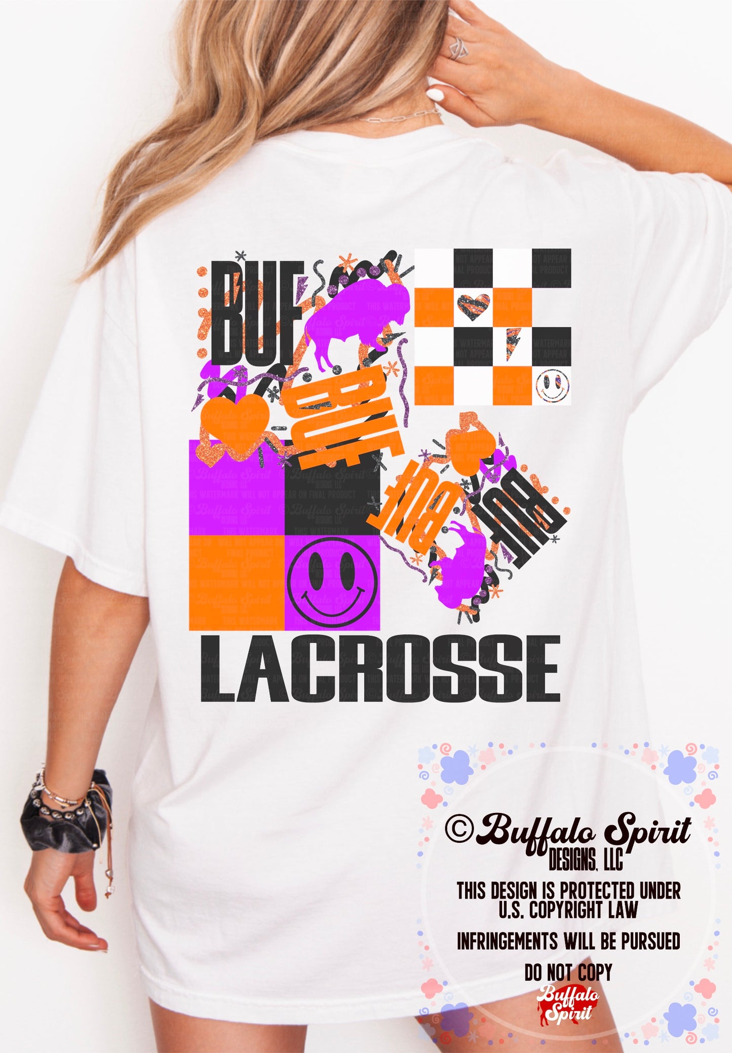 Buffalo Lacrosse Shirt – White Comfort Colors® Graphic Tee