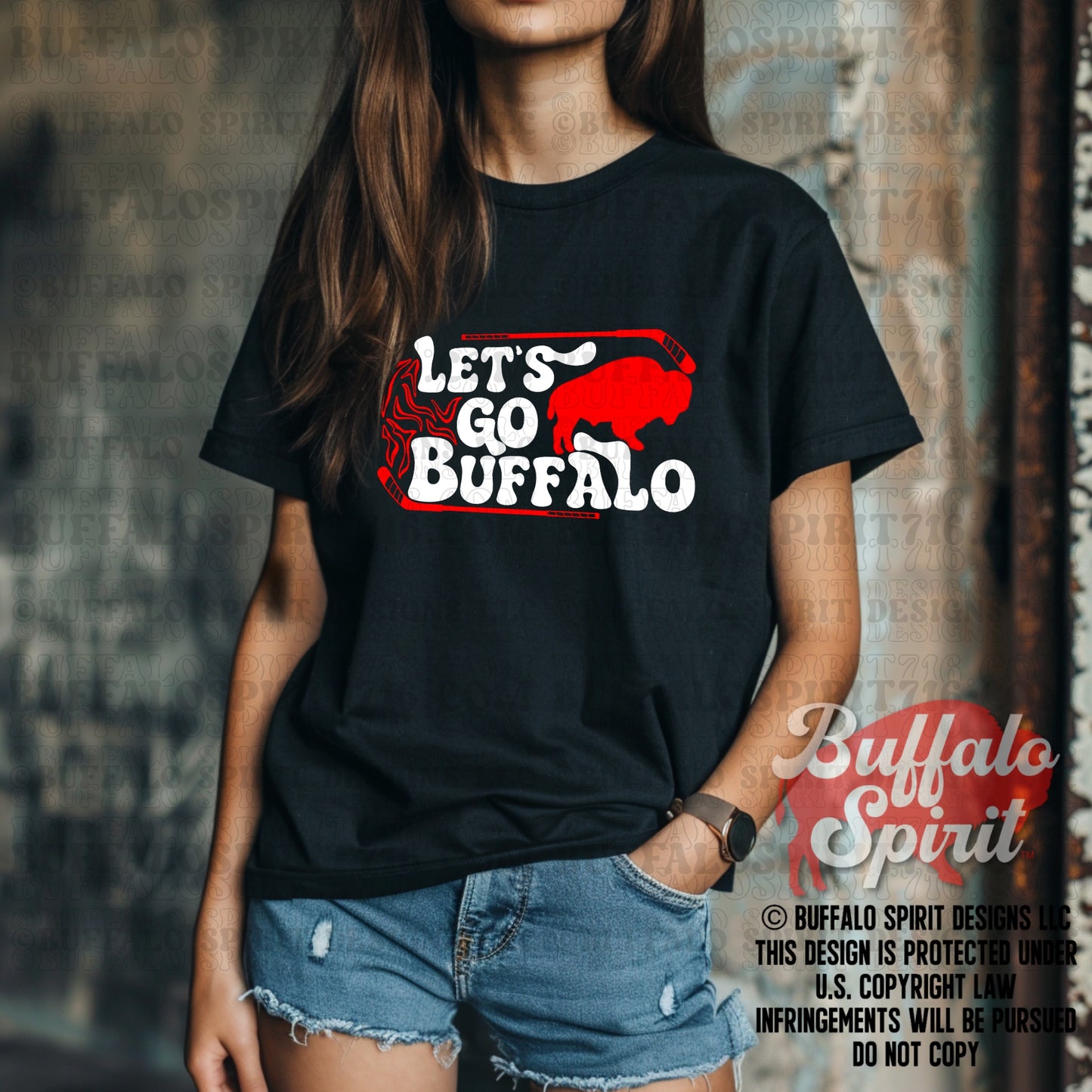 Let's Go Buffalo Sticks | Buffalo Hockey Shirt