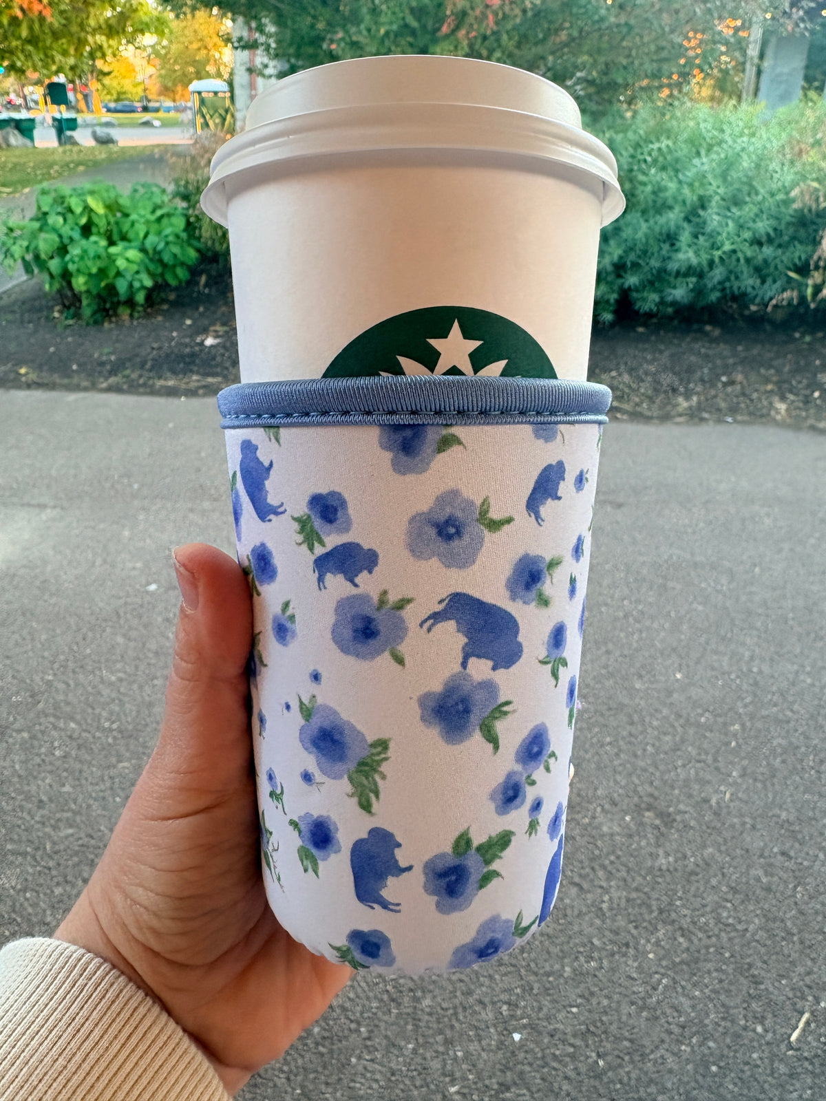 Blue Buffalo Floral Cup Sleeve Buffalo Football Cup Sleeve | Neoprene Drink Sleeve
