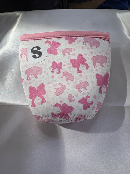 Pink Buffaloes and Bows Cup Sleeve Pink Buffaloes & Bows Cup Sleeve | Girly Neoprene Drink Holder