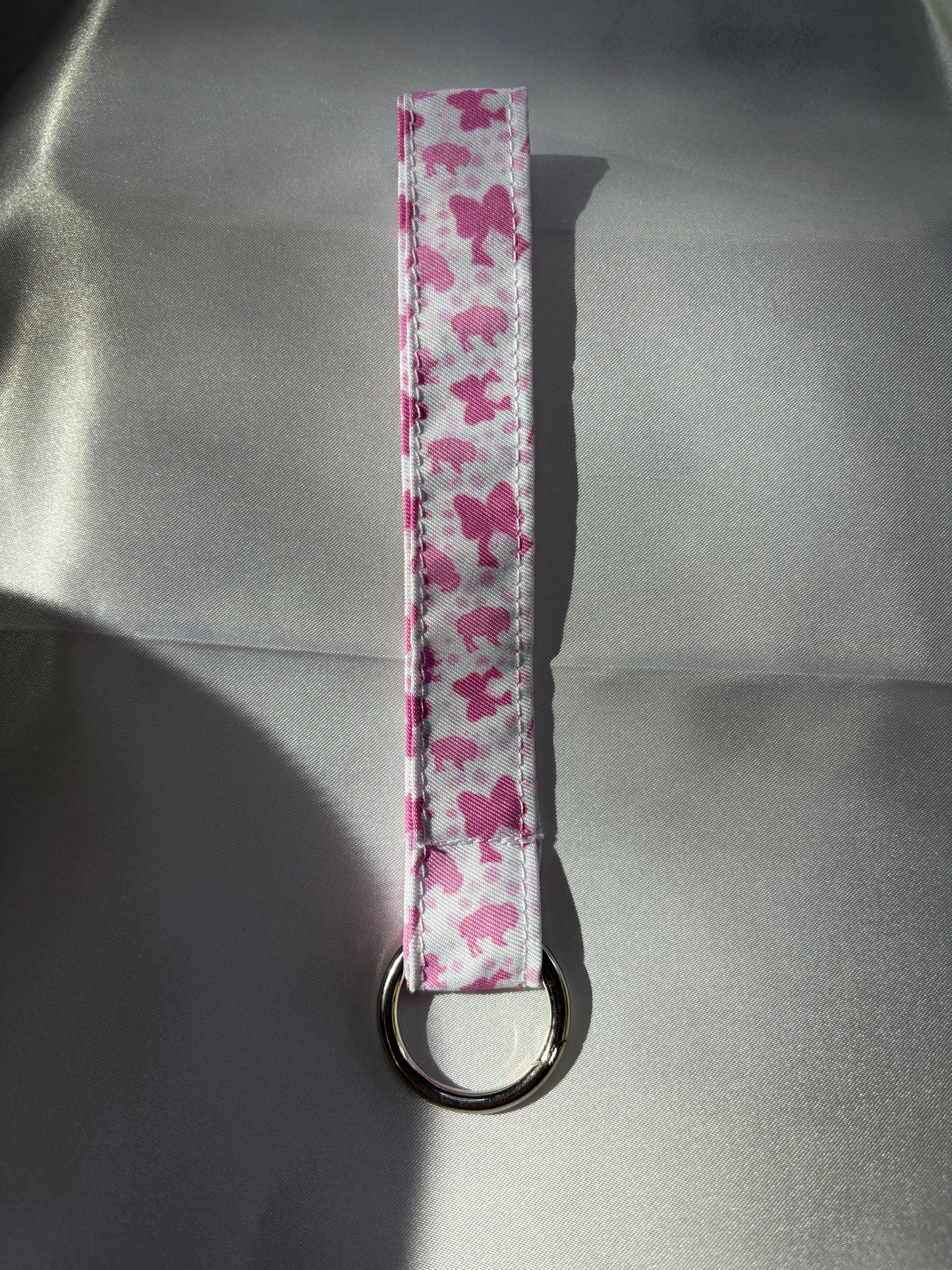 Pink Buffaloes & Bows Wristlet Keychain | Girly Handmade Keychain