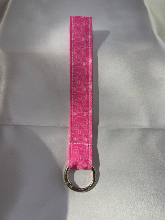 Hot Pink 90s Buffalo Wristlet Keychain | Retro Handmade Key Holder