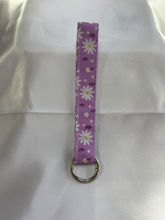 Purple Daisies & Buffaloes Wristlet Keychain | Floral Handmade Keychain