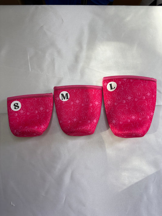 Hot Pink Buffalo 90s Theme Cup Sleeve Hot Pink 90s Buffalo Cup Sleeve | Retro Neoprene Drink Holder