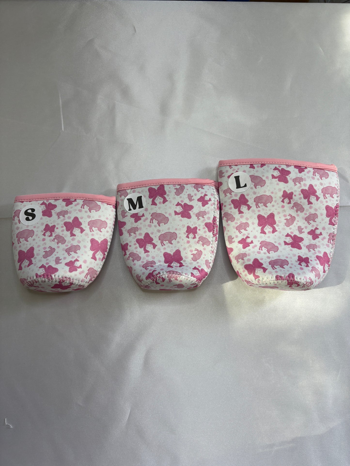 Pink Buffaloes and Bows Cup Sleeve Pink Buffaloes & Bows Cup Sleeve | Girly Neoprene Drink Holder