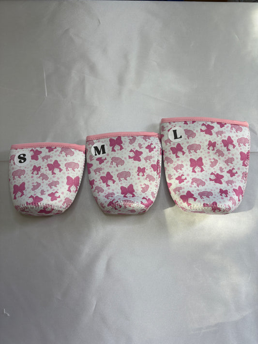 Pink Buffaloes and Bows Cup Sleeve Pink Buffaloes & Bows Cup Sleeve | Girly Neoprene Drink Holder