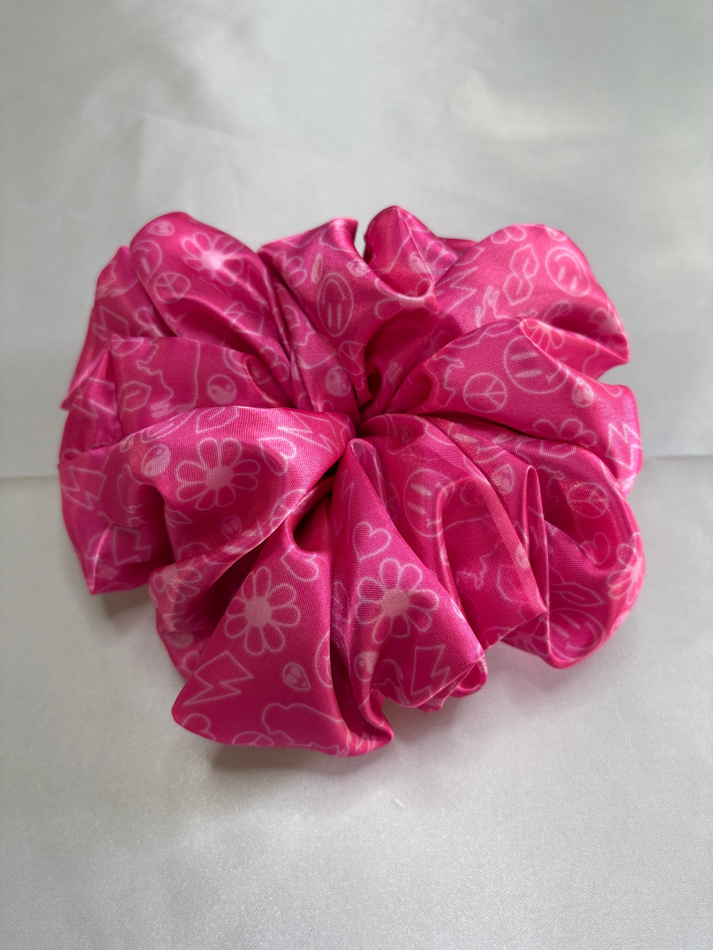 Hot Pink Buffalo 90s Satin Scrunchie | Standard & Jumbo