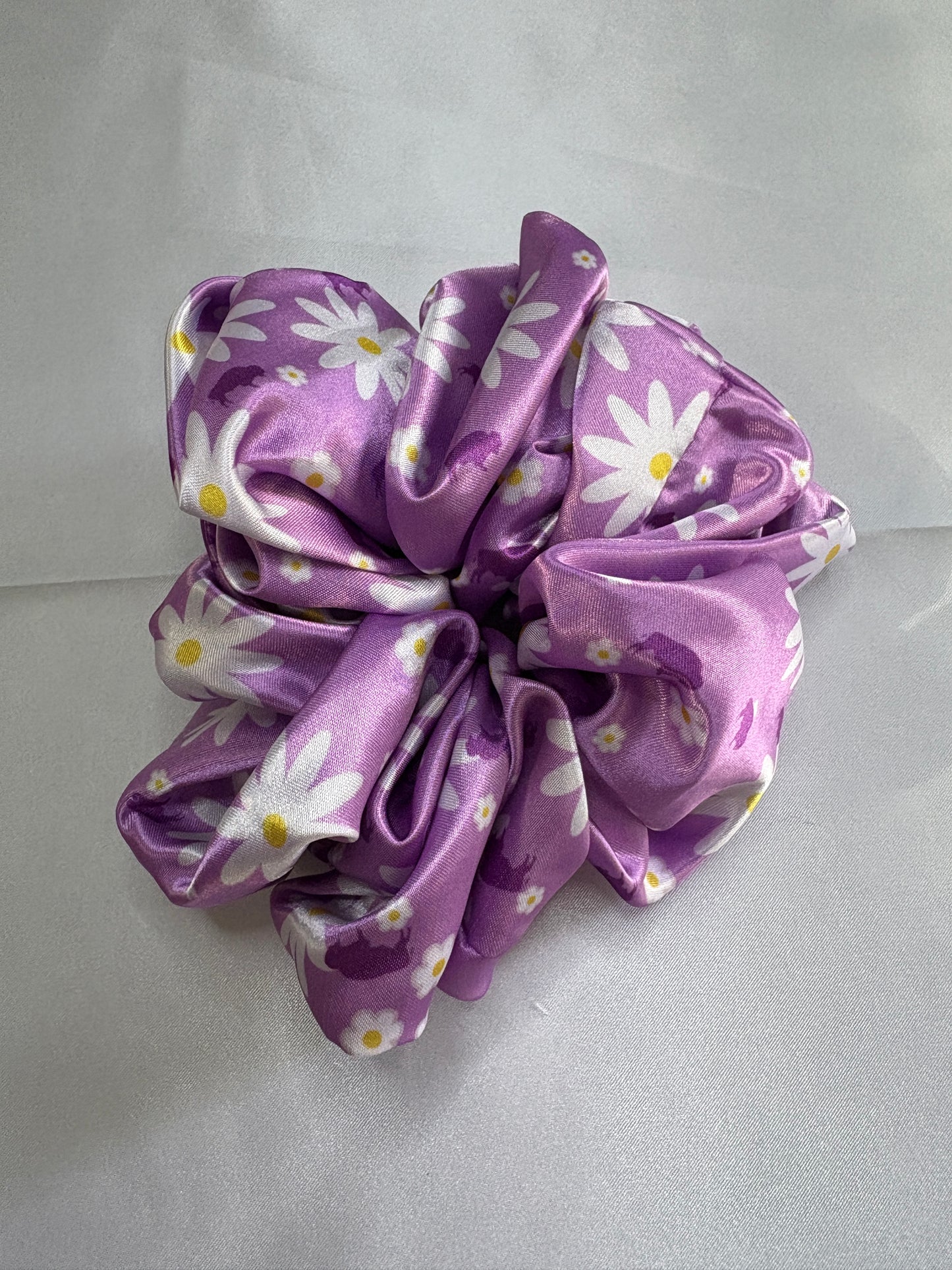 Purple Daisies & Buffaloes Satin Scrunchie | Standard & Jumbo