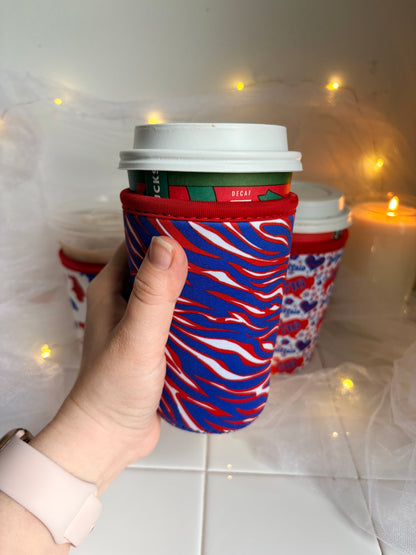 Buffalo Football Stripes Cup Sleeve Buffalo Football Cup Sleeve | Neoprene Drink Sleeve