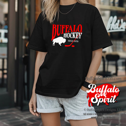 Buffalo Hockey Since 1970 Stick | Buffalo Hockey Shirt