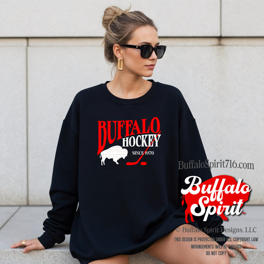 Buffalo Hockey Since 1970 Stick | Buffalo Hockey Shirt