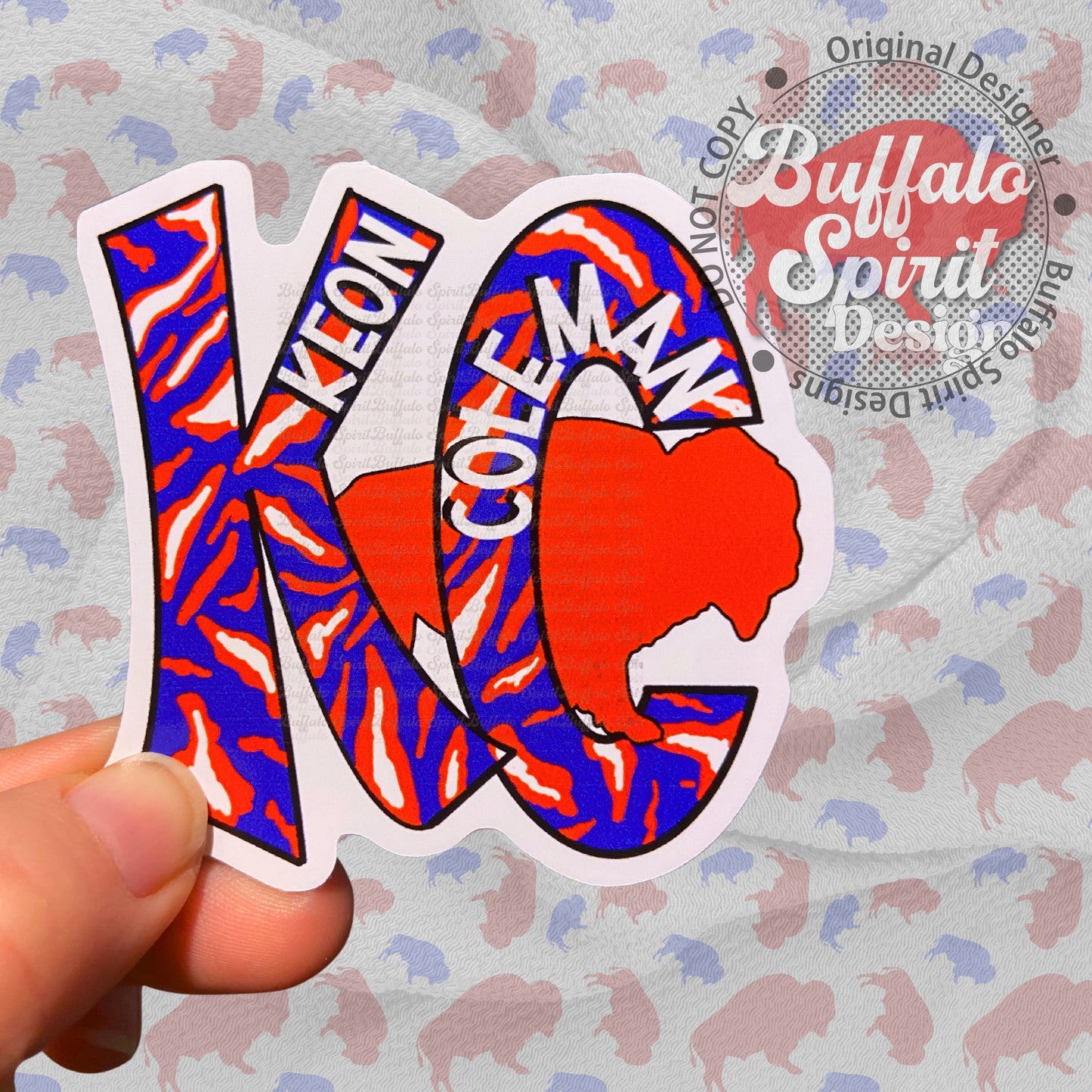 Keon Coleman Buffalo Stripes Initials Sticker