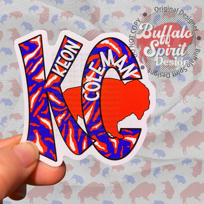 Keon Coleman Buffalo Stripes Initials Sticker