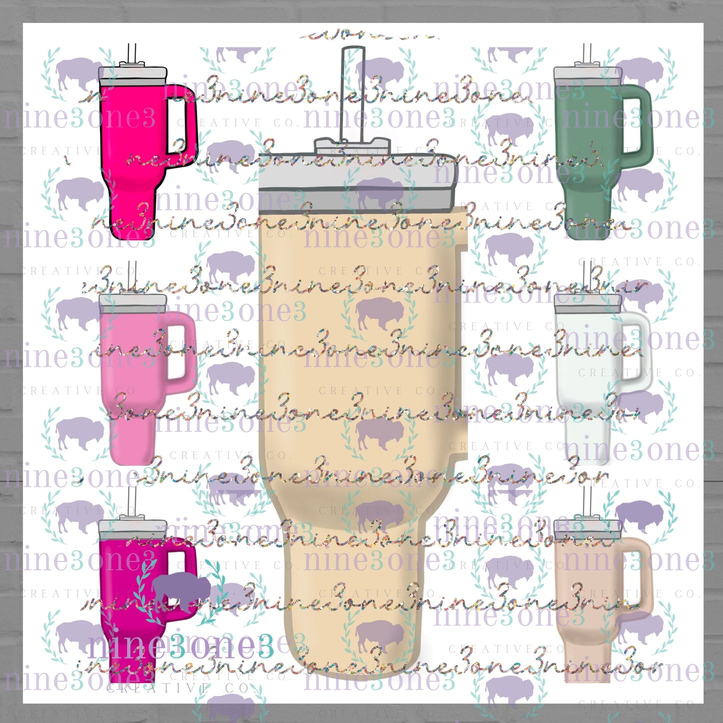 Buffalo Trendy Cups Clip Art Bundle