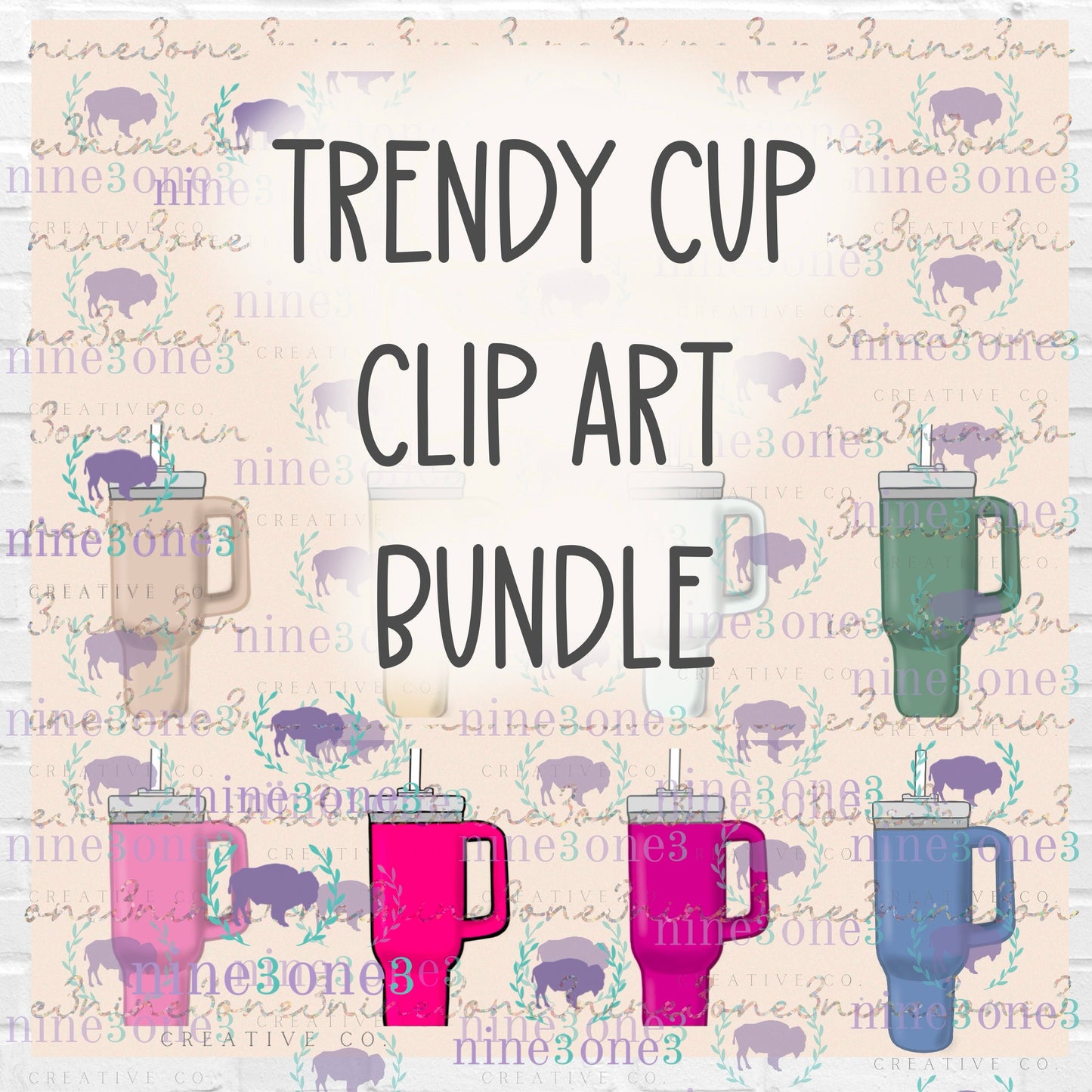 Trendy Cups Clip Art Bundle